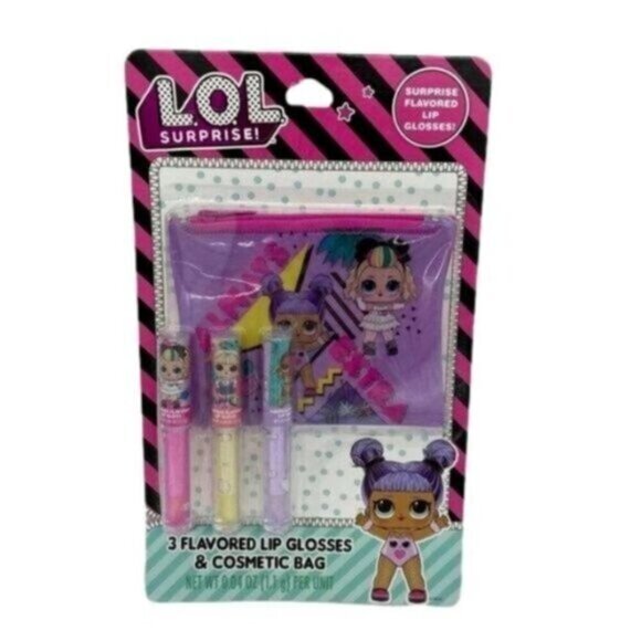 Gift Set LOL Surprise Flavored Lip Gloss Cosmetic Bag - Picture 1 of 4